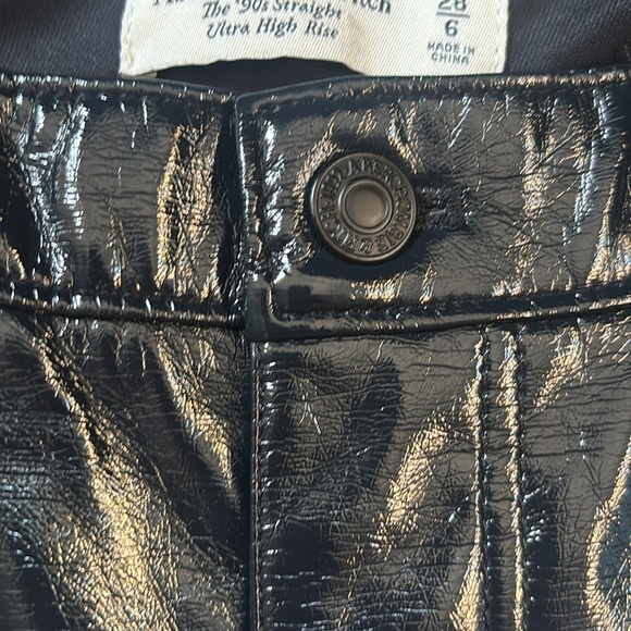 Abercrombie & Fitch | 90s Straight Ultra High Rise Shiny Vegan Leather Pants 28 - Picture 6 of 14